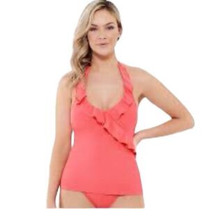 Apt. 9 floral halterkini swim top color coral size large